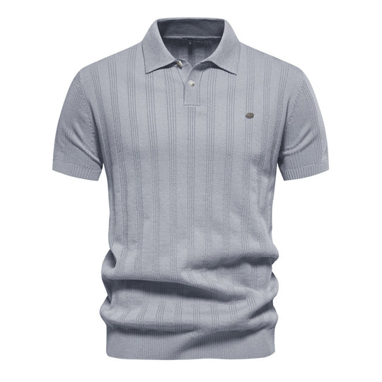 Herren Kurzarm Polo-Shirt mit strukturiertem Streifenmuster EB