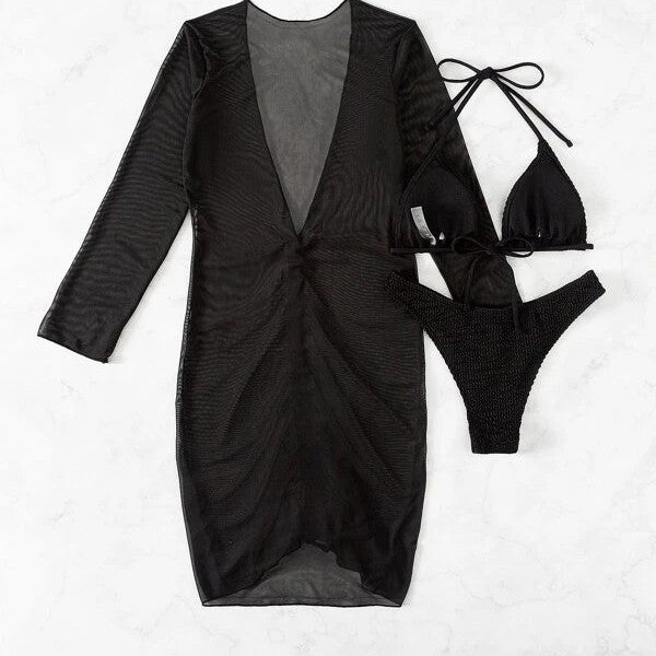 Damen Strandkleid mit elegantem Wickeldesign EB