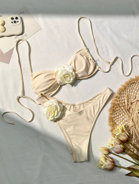 Damen Bikini-Set mit verspieltem Blütenapplikation EB
