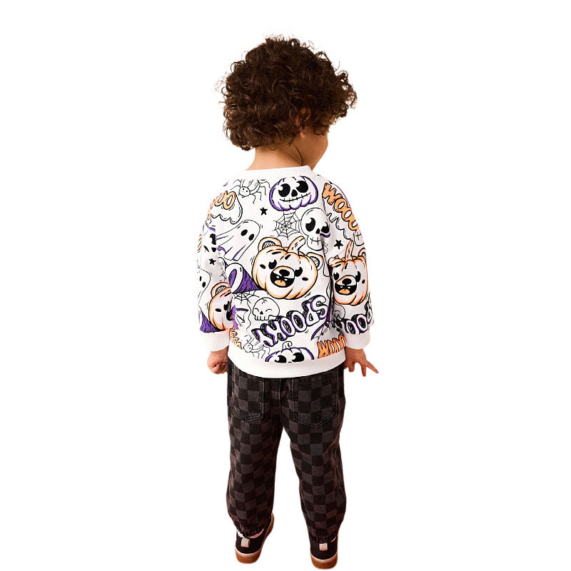 Jungen Sweatshirt mit fröhlichem Halloween-Motiv EB