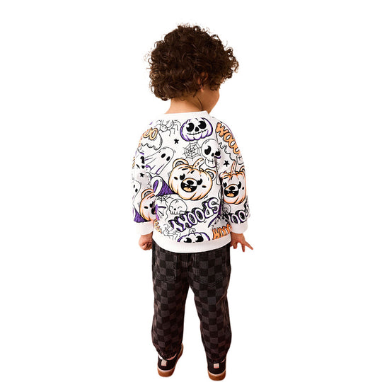 Jungen Sweatshirt mit fröhlichem Halloween-Motiv EB