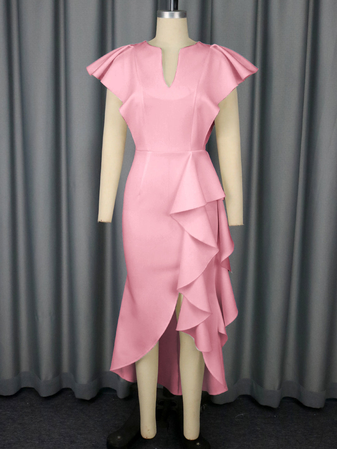 Damen Elegantes Wickelkleid mit voluminösen Drapierungen EB
