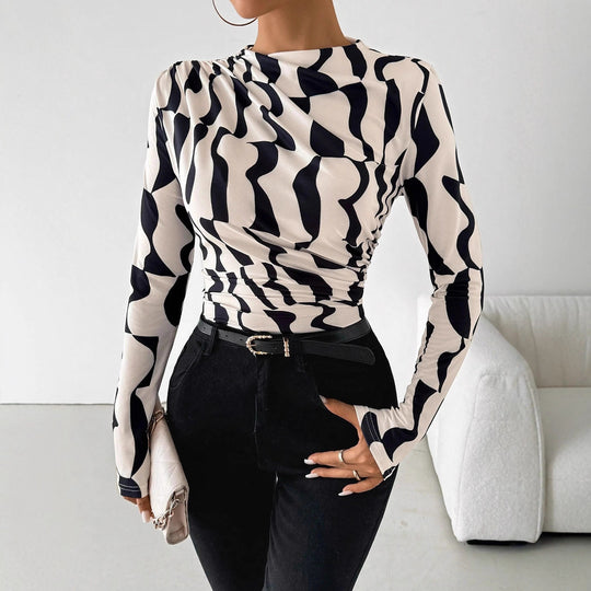 Damen Langarmshirt mit modischem Muster EB