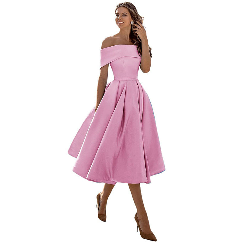 EB | Legere Mode Satin Cocktailkleid Ohne Träger