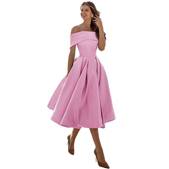 EB | Legere Mode Satin Cocktailkleid Ohne Träger