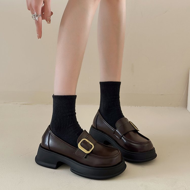 Damen elegante Mokassins mit dekorativem Schnallenverschluss EB
