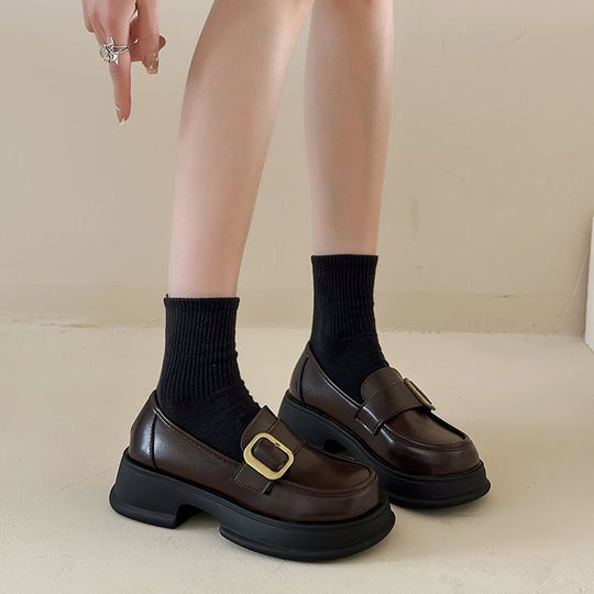Damen elegante Mokassins mit dekorativem Schnallenverschluss EB