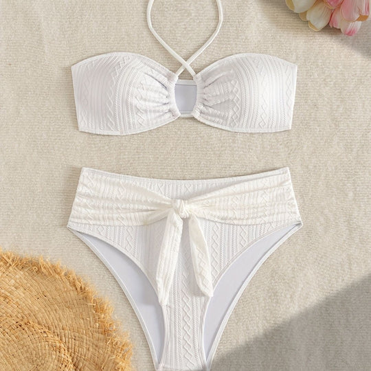 Damen Zweiteiler Bikinis mit Hochgeschnittenem Bund EB