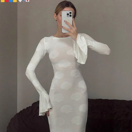Damen Elegantes Maxikleid mit ausgestellten Ärmeln und floralem Design EB