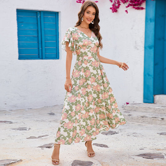 Damen Maxikleid mit Blumenmuster EB
