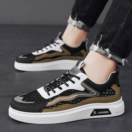 Herren atmungsaktive Wabenmesh-Street-Sneaker mit PU-Overlays, verstärkter Zehenkappe und profiliertem Gummirand EB