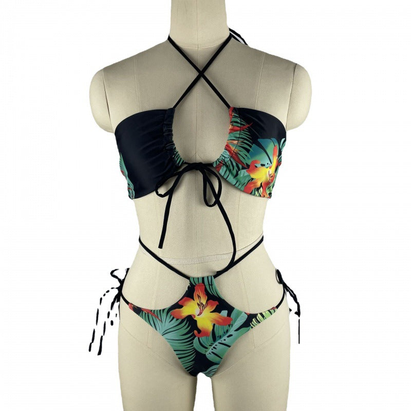 Damen Bikiniset mit floralem Design und verstellbaren Trägern EB