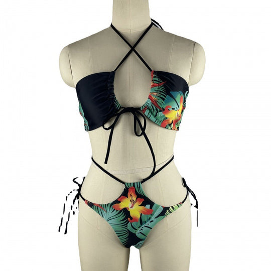 Damen Bikiniset mit floralem Design und verstellbaren Trägern EB