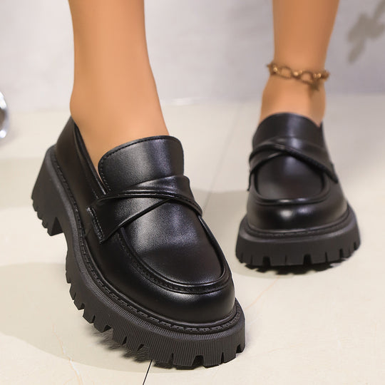 Damen Mokassins mit robustem Plateau und elegantem Riemendesign EB