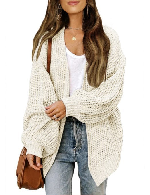 Damen Grobstrickjacke mit überschnittenen Schultern und lässigem Schnitt EB