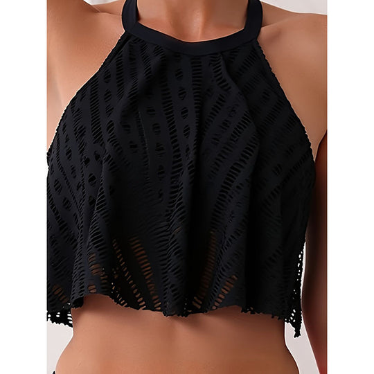 Damen Bikini-Set mit lässigem Crop-Top und hochtaillierten Höschen EB