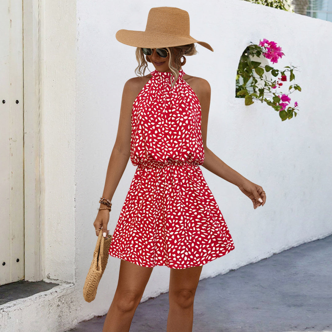 Damen Sommerkleid mit festem Halter und elastischem Taillenbund EB