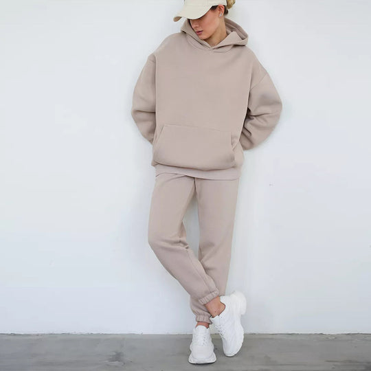 Damen Lässiger Kapuzenanzug mit weitem Schnitt und praktischen Taschen EB