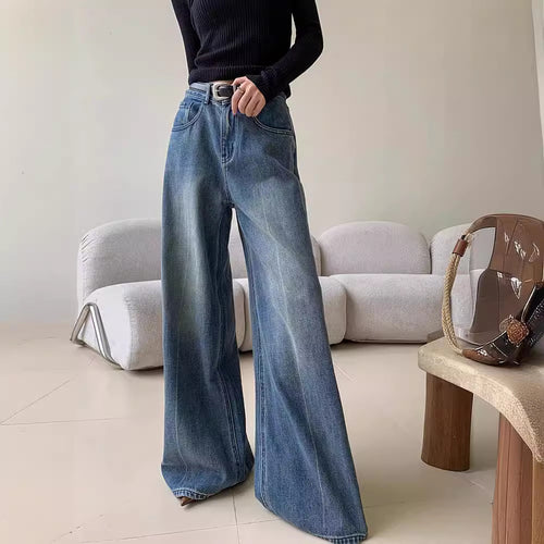 Damen Weite Jeans mit lässigem Schnitt und hohem Bund EB