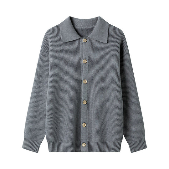 Damen Gemusterte Strickjacke mit Kragen und Knopfleiste EB