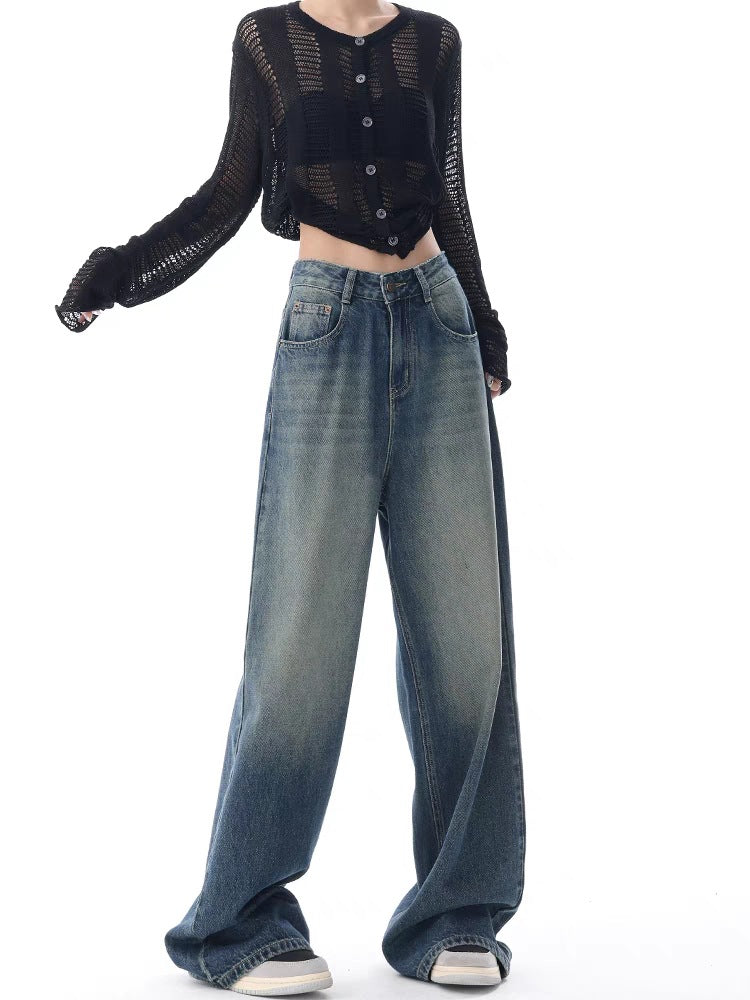 Damen Modische und luftige Strickjacke mit Knopfleiste EB