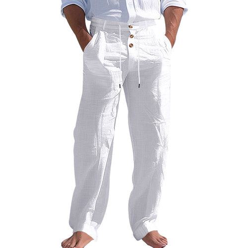 Herren elegante Stoffhose mit verstellbarem Kordelzug und praktischen Taschen EB