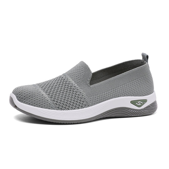 Damen Bequeme Slip-On Freizeitschuhe mit luftdurchlässigem Strickoberteil EB