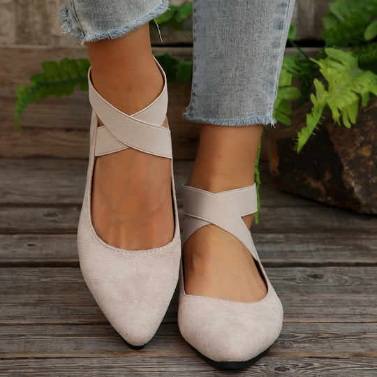 Damen elegante Ballerinas mit verstellbarem Riemchendesign EB