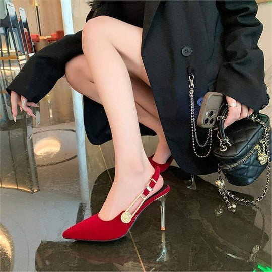Damen Slingback High Heels mit elegantem Metallakzent EB