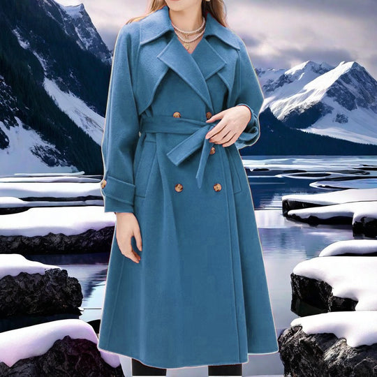 Damen eleganter Trenchcoat mit doppelter Knopfleiste und tailliertem Schnitt EB