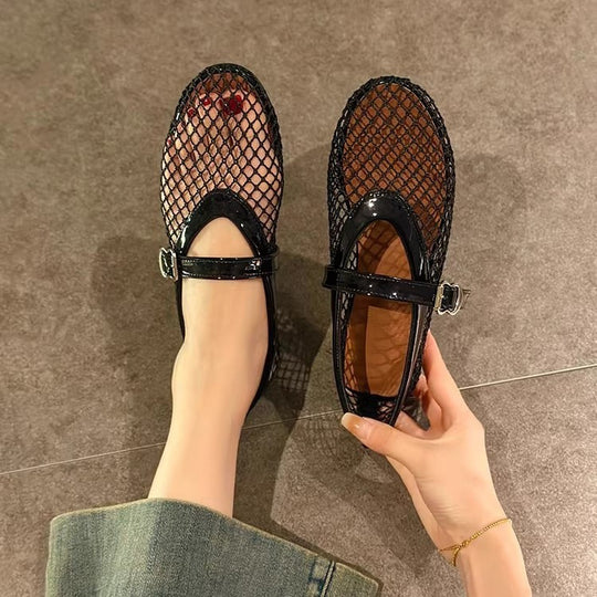 Damen elegante Ballerinas mit Netzdesign EB
