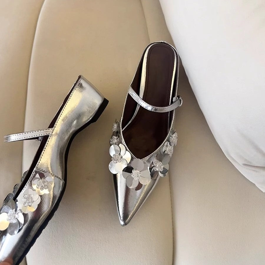 Damen Slingback-Pumps mit floralem Strassbesatz und elegantem Design EB