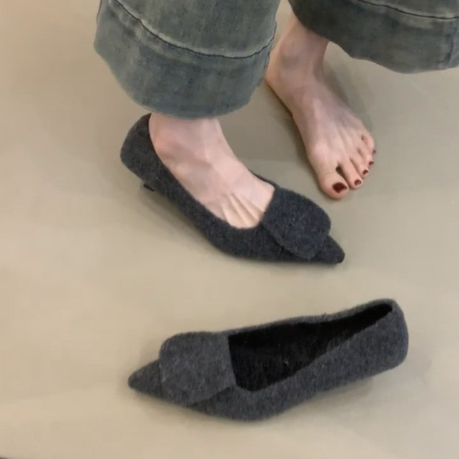 Damen Filz-Pantoletten mit spitzem Design und kuscheligem Innenfutter EB