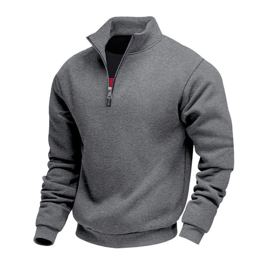 Herren nan halbhoher Reißverschluss-Sweatpullover mit Stehkragen weichem Fleecefutter und elastischen Bündchen EB
