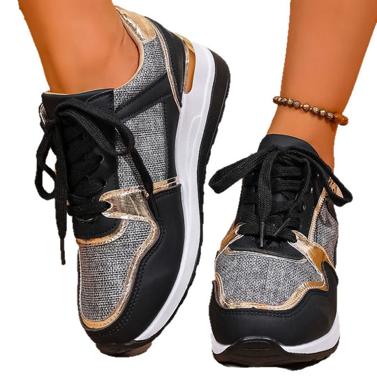 Damen Sneakers mit edelem Metallic-Akzent und atmungsaktiver Oberflächenstruktur EB