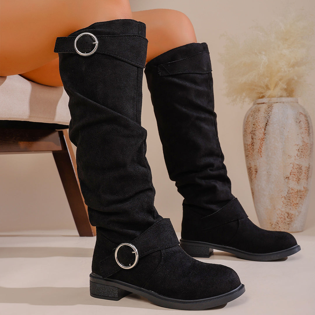 Damen Modische Overknee-Stiefel aus weichem, elastischem Material EB
