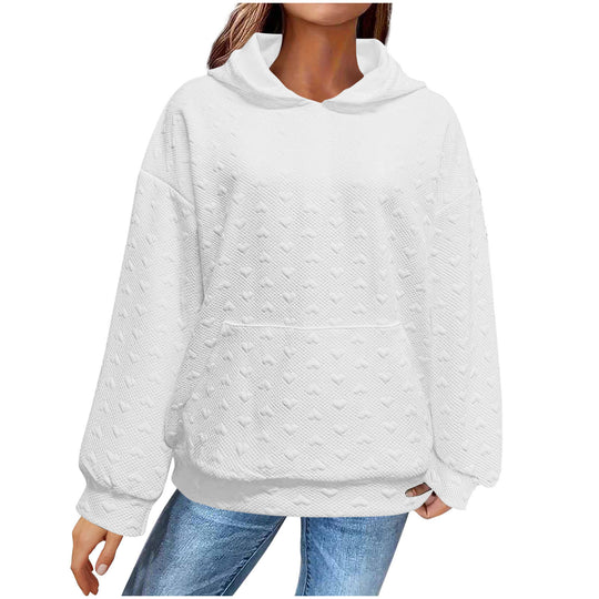 Damen Kapuzenpullover mit strukturiertem Herzmuster EB