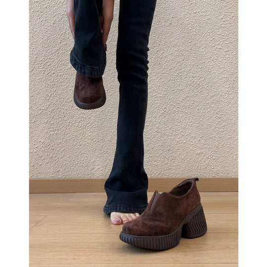 Damen Chunky Slipper mit breiter Gummisohle und elastischem Einschlupf EB