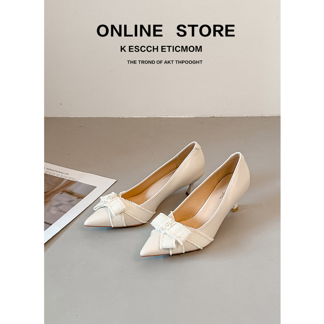 Damen elegante Pumps mit verspieltem Schleifendetail EB