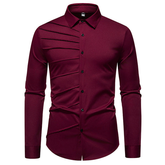 Herren Langarmhemd mit modischem Rippendesign EB