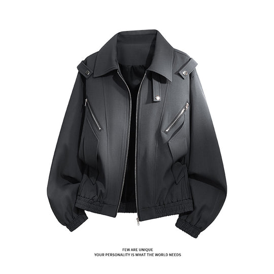 Damen stylische Windjacke mit funktionalen Reißverschlusstaschen und elastischen Bündchen EB