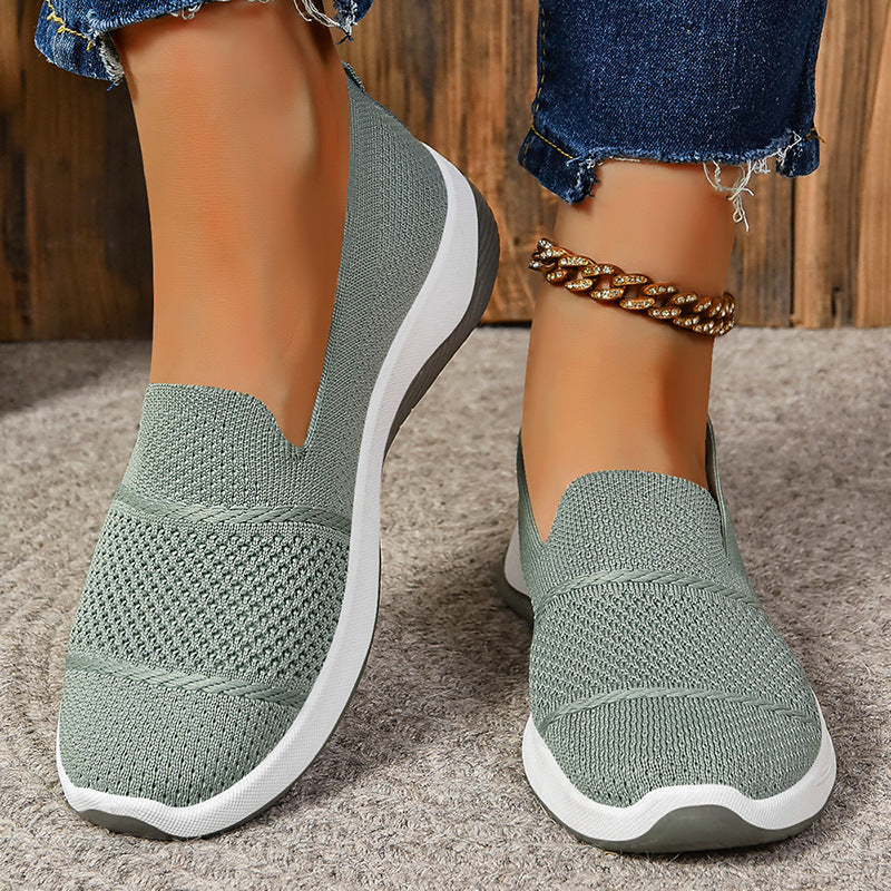 Damen nan eleganter Strick-Slipper mit verstärkter Zehenkappe, flexibler Dämpfungsplattform und Zuglasche EB