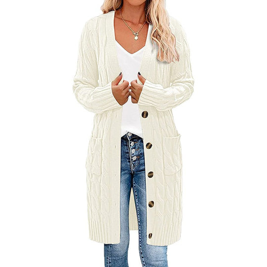 Damen Strickjacke mit Kabelmuster und Taschen EB