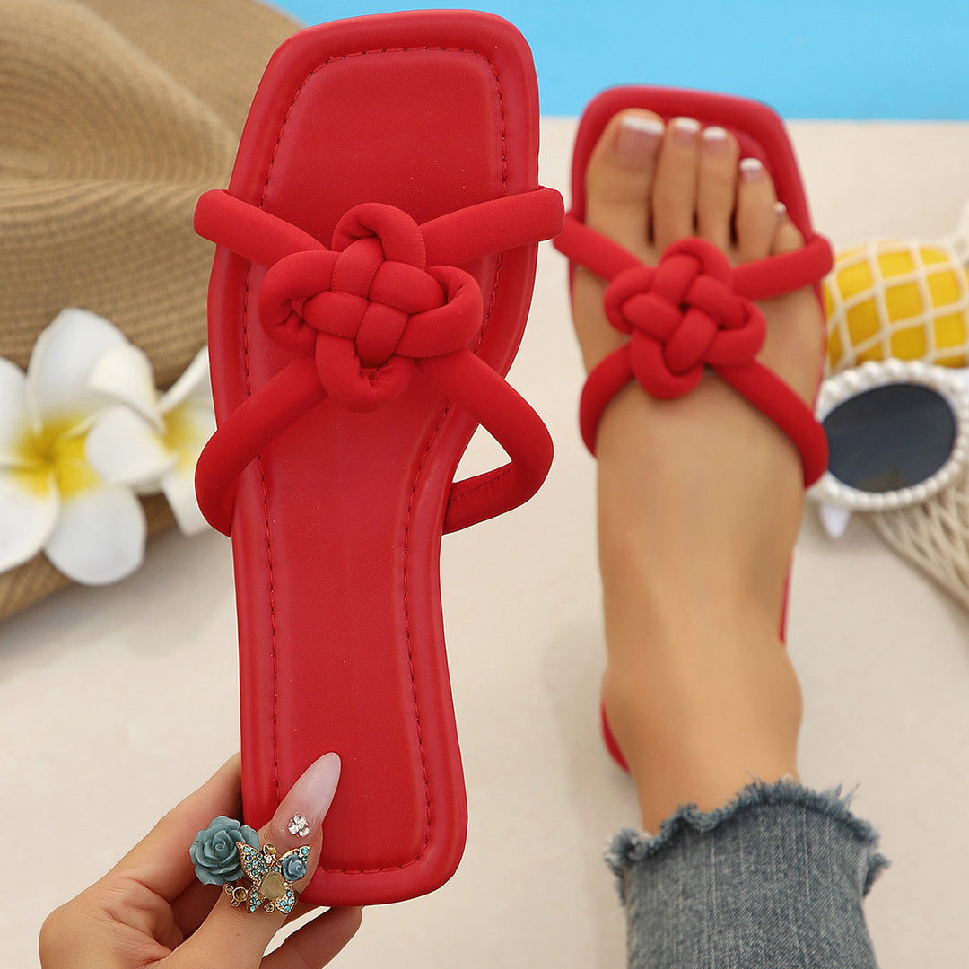 Damen modische Flip-Flops mit floralen Knoten-Details EB