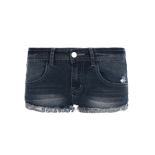Damen Denim-Shorts mit ausgefranstem Saum EB