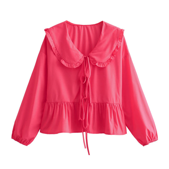 Damen verspielt geschnittene Bluse mit Rüschendetails EB