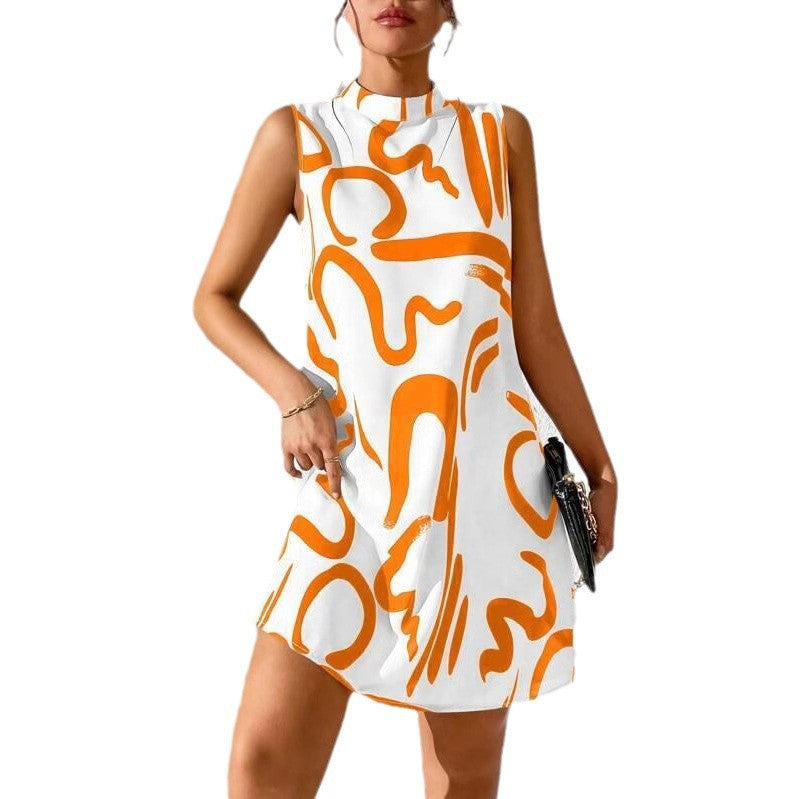 Damen Minimalistisches Cocktailkleid mit modernem grafischen Muster EB