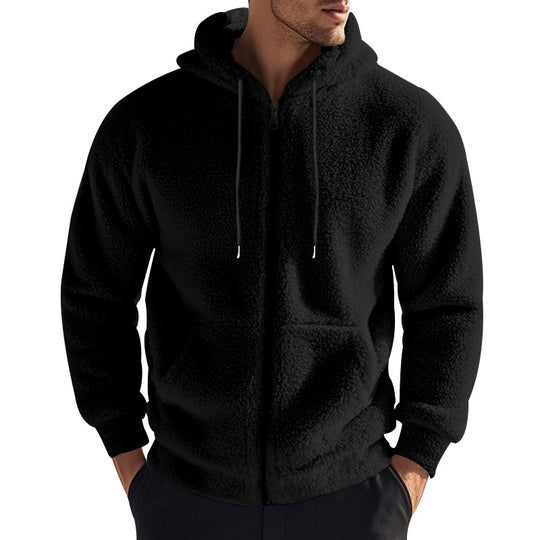Herren kuschelige Fleecejacke mit Kapuze EB