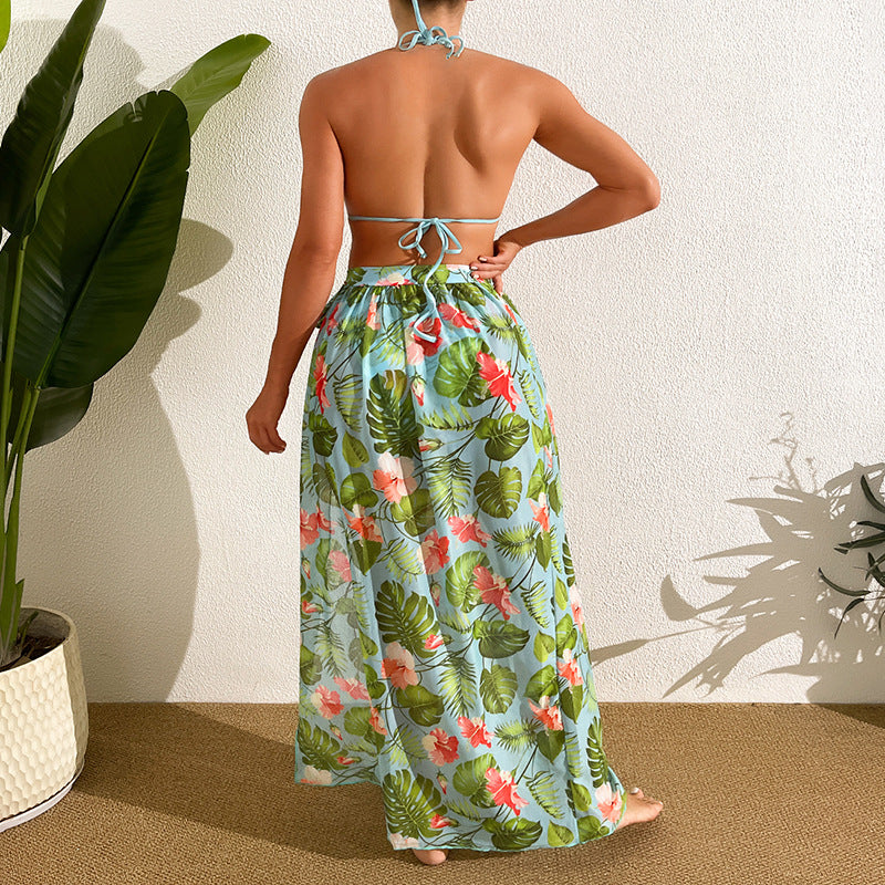 Damen Bikini-Set mit floralem Maxi-Rock EB