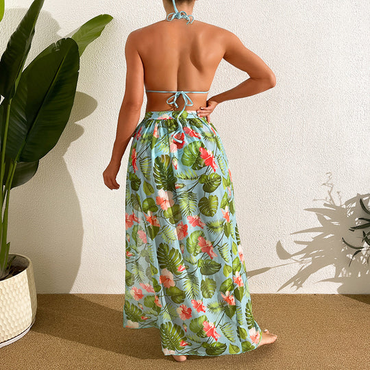 Damen Bikini-Set mit floralem Maxi-Rock EB